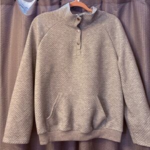 Gray Quilted Pullover Sweatshirt